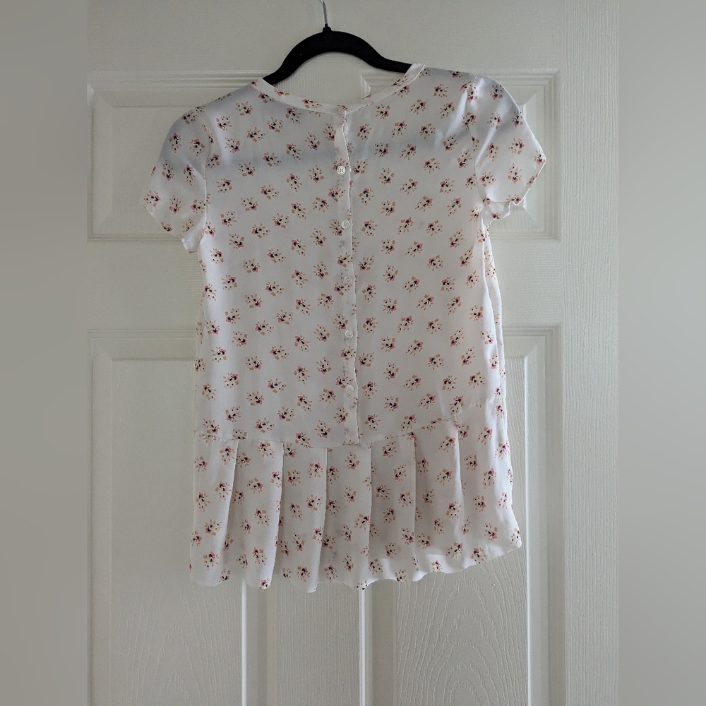 LOFT | Size XXSP | White Floral Blouse